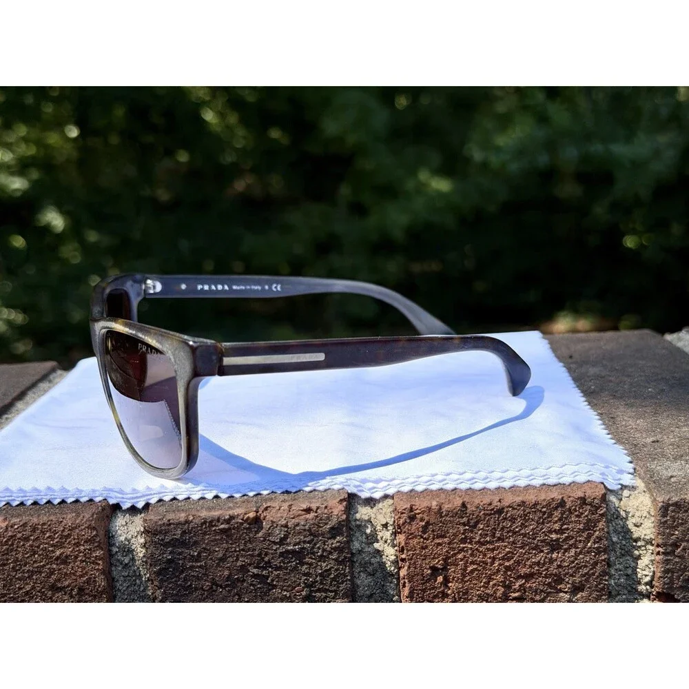 Prada SPR 15R HAQ-4J1 Sunglasses Tortoise Gray Plaque Square 60 18 140 Men Women
